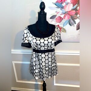 NWT Style & CO. Polka Dot Peplum Top || Size 14 || White and Black